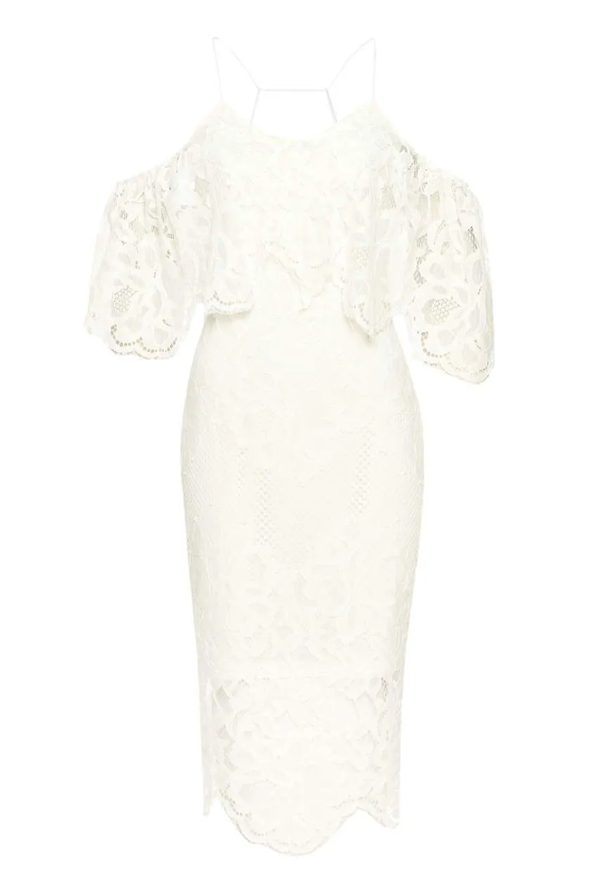 Cream Spaghetti Strap Lace Bodycon