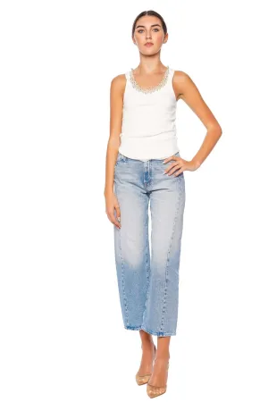 Crush Pearl Embellished Rib Knit Tank