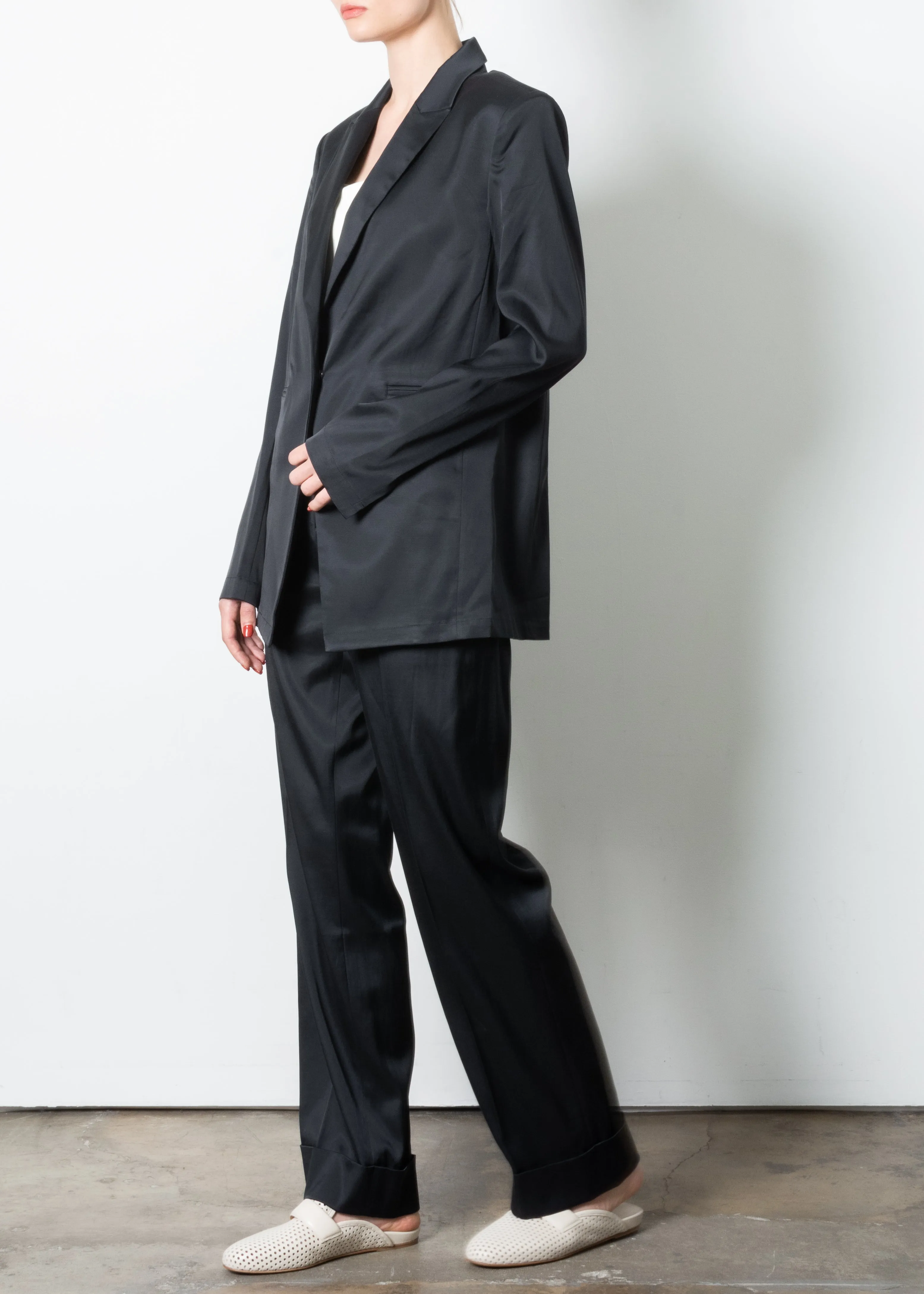 Cupro Cuffed Wide Pants - THIERRY