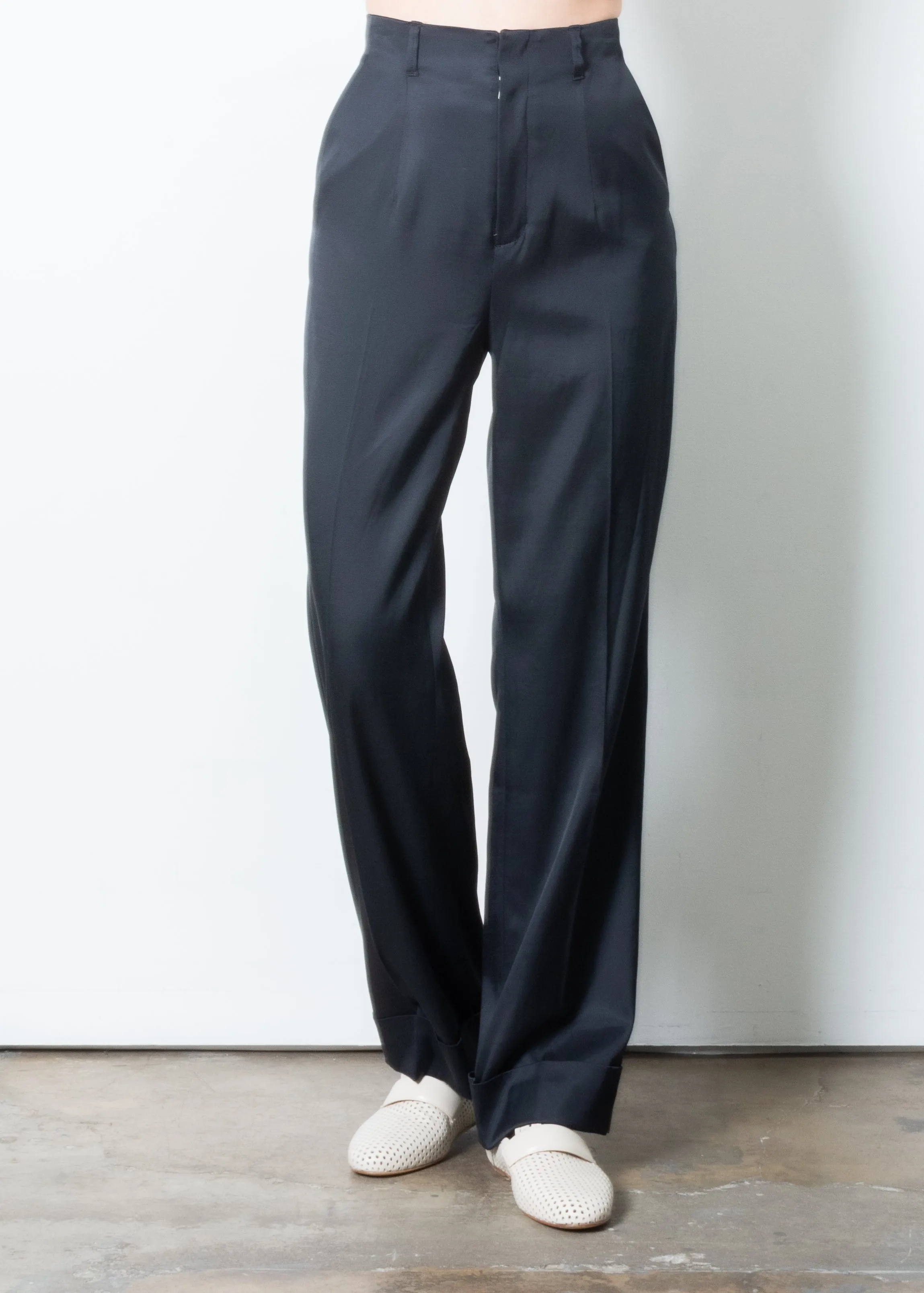 Cupro Cuffed Wide Pants - THIERRY