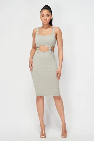 Cut-out Buckle Detail Bodycon Dress