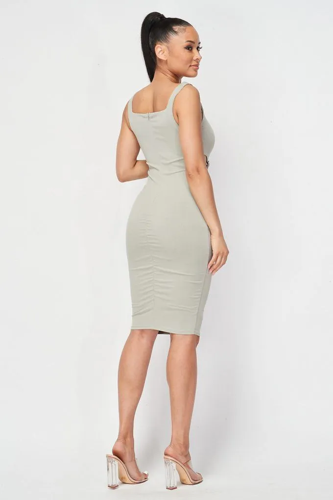 Cut-out Buckle Detail Bodycon Dress