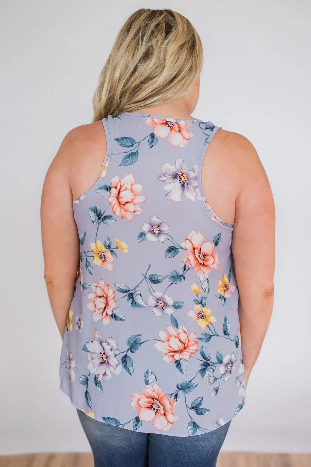 Dancing in Floral Tank Top- Periwinkle