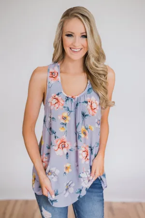 Dancing in Floral Tank Top- Periwinkle
