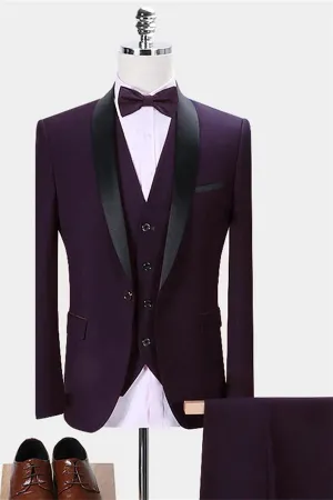 Dark Purple Business Tuxedos Made-to-measure Slim Fit Men Dress Marriage Suits Three-pieces