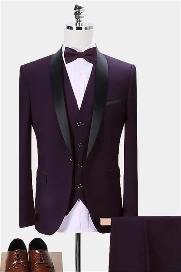Dark Purple Business Tuxedos Made-to-measure Slim Fit Men Dress Marriage Suits Three-pieces