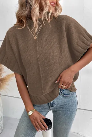 Desert Palm Mock Neck Batwing Sleeve Knit Sweater