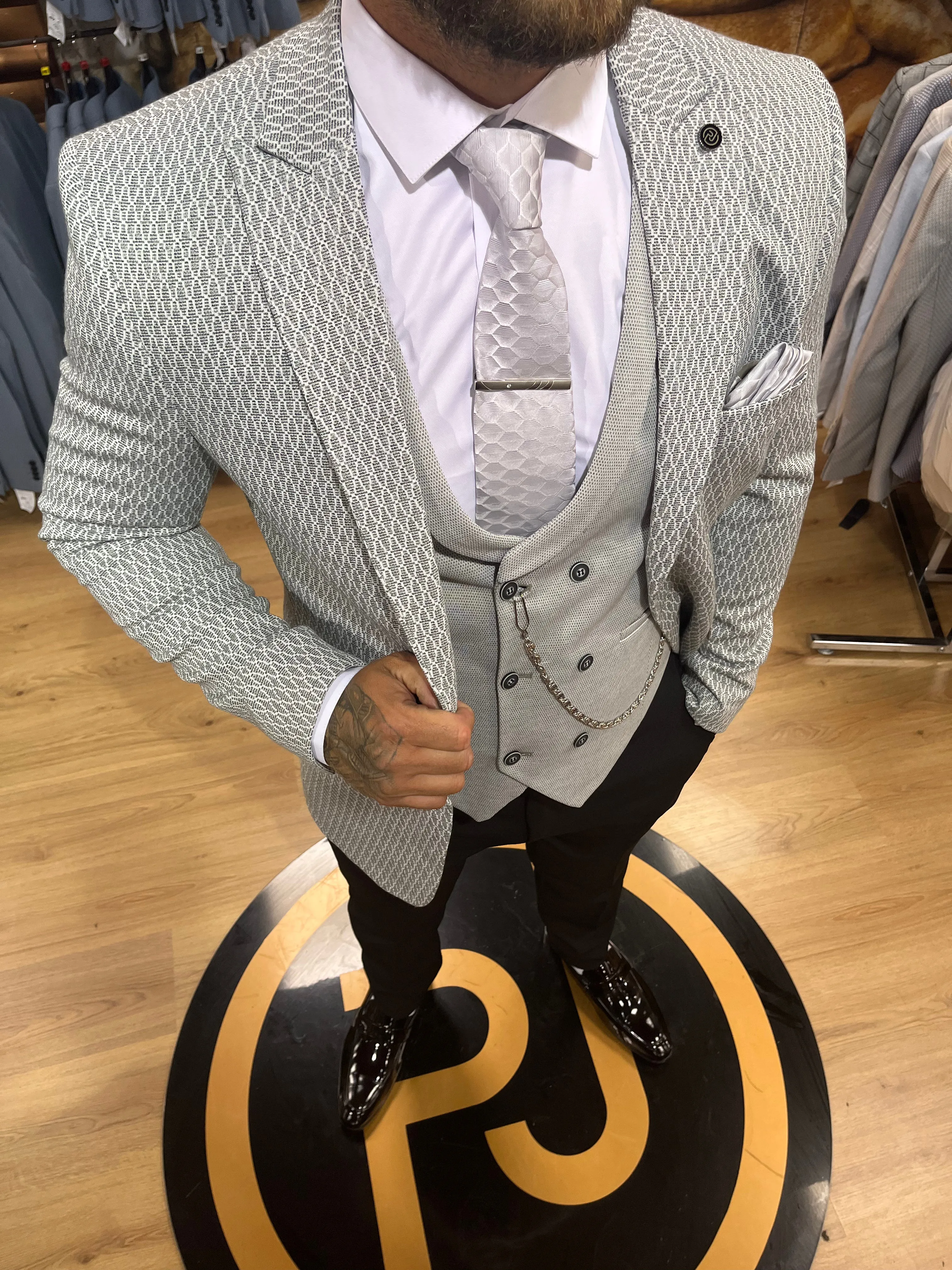 Diego - Light Grey/Sage 3 Piece Suit