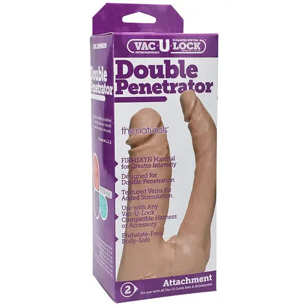 Doc Johnson Rubber Flesh Pink Realistic Feel Dua Penetrator