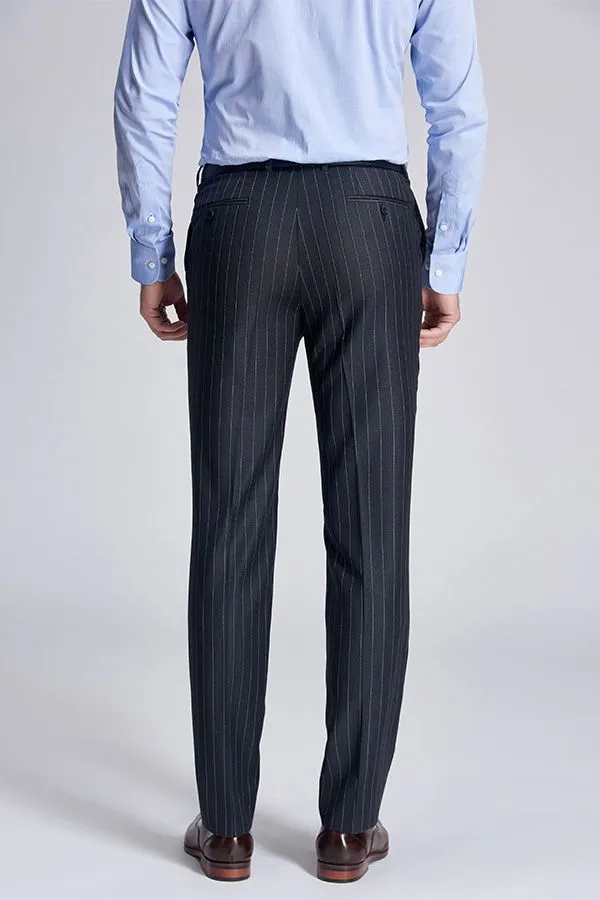 Double Breasted Mens Suits Stripes Dark Grey Suits for Men