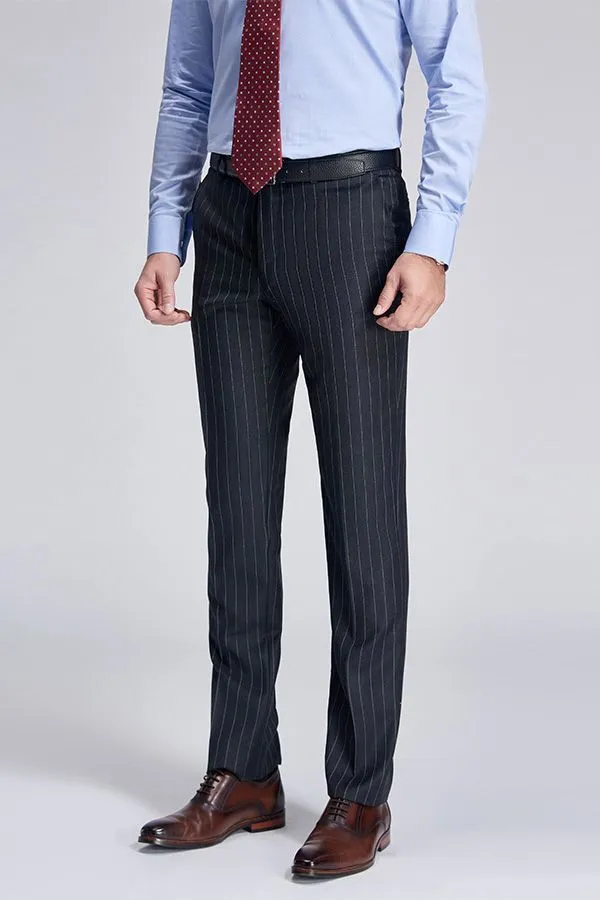 Double Breasted Mens Suits Stripes Dark Grey Suits for Men