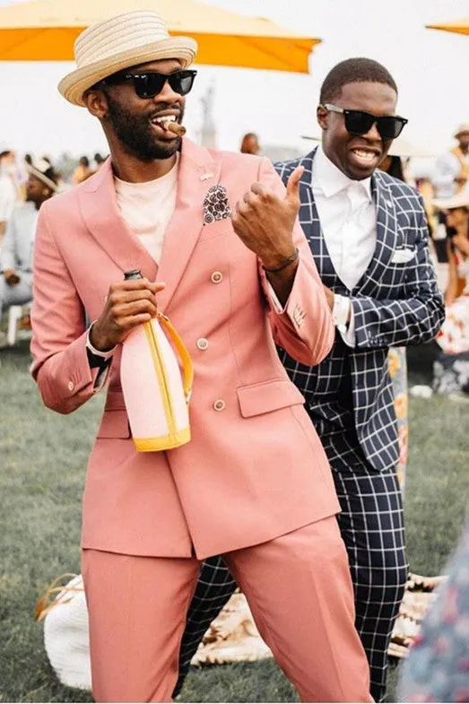 Double Breasted Peaked Lapel Men's Prom Suits