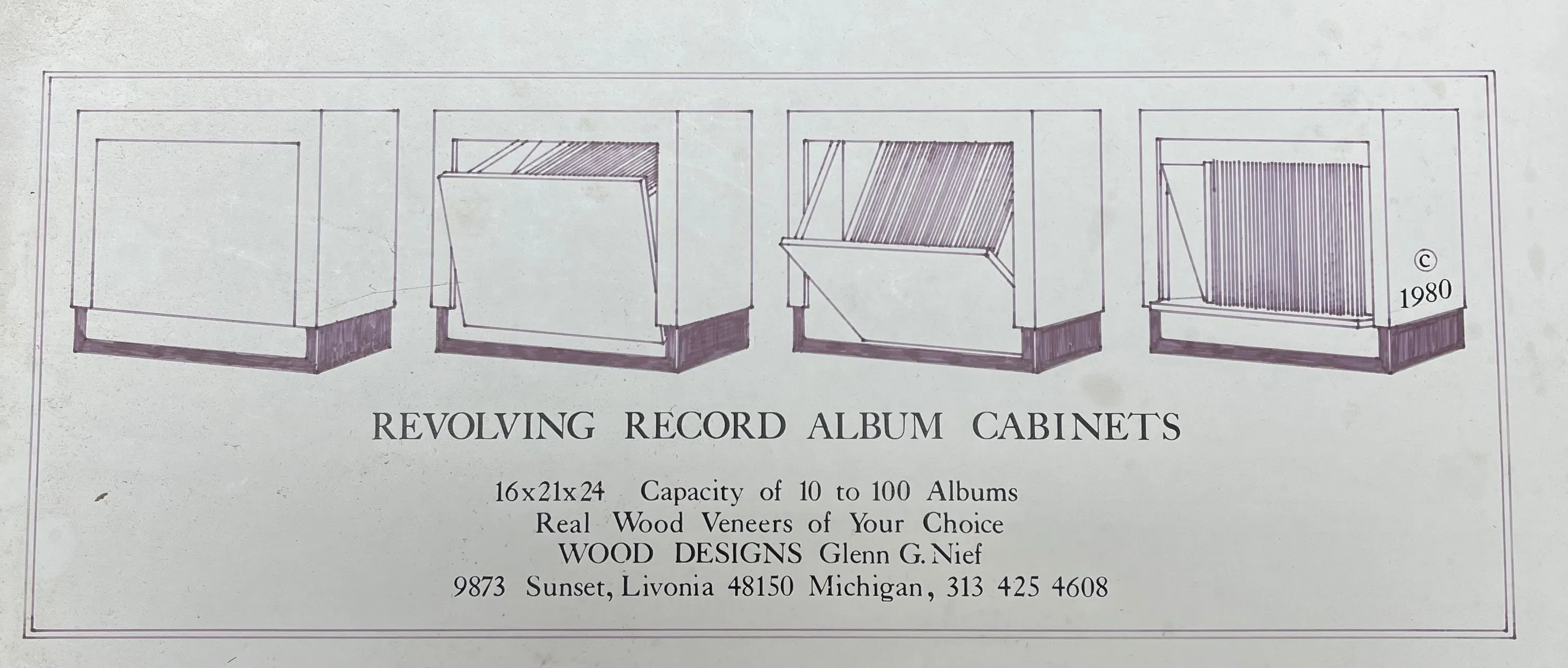 Double Revolving vinyl record album cabinet