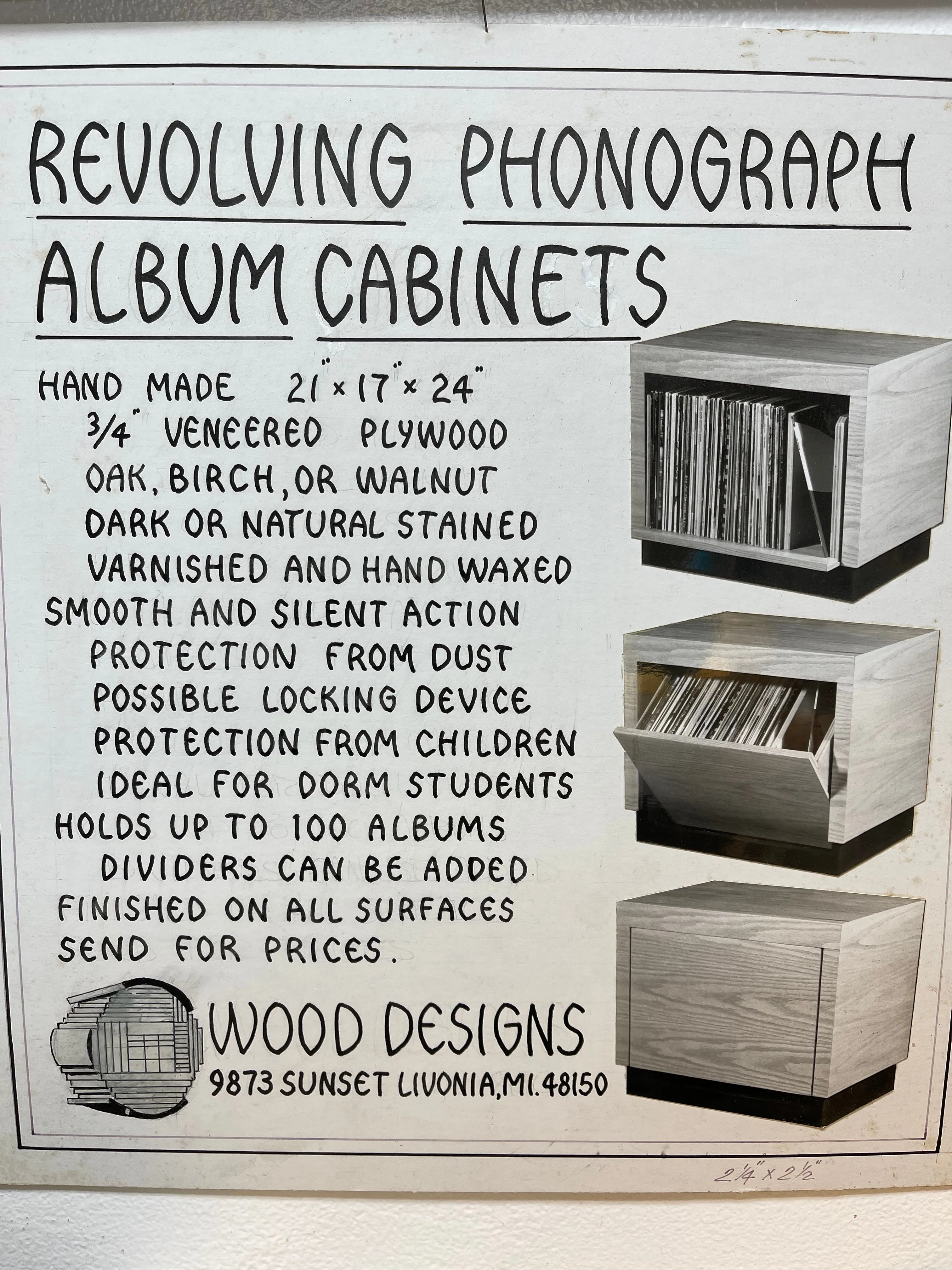 Double Revolving vinyl record album cabinet