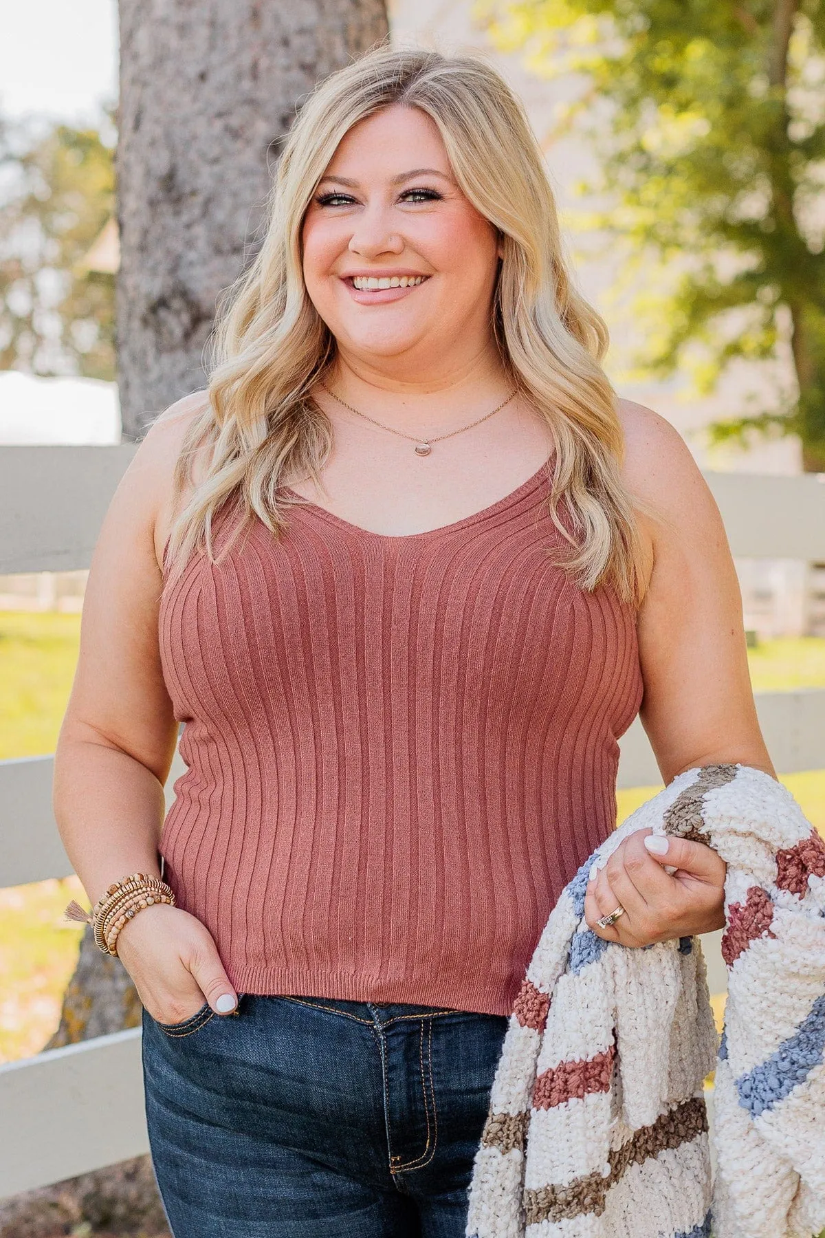 Dreaming Of This Ribbed Tank Top- Rust