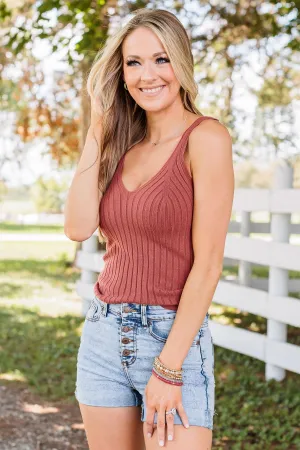 Dreaming Of This Ribbed Tank Top- Rust