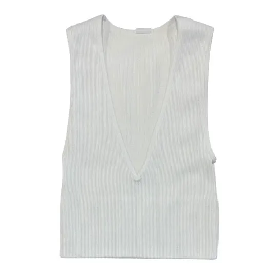 Dynamic Ribbed V-Neck Top 322