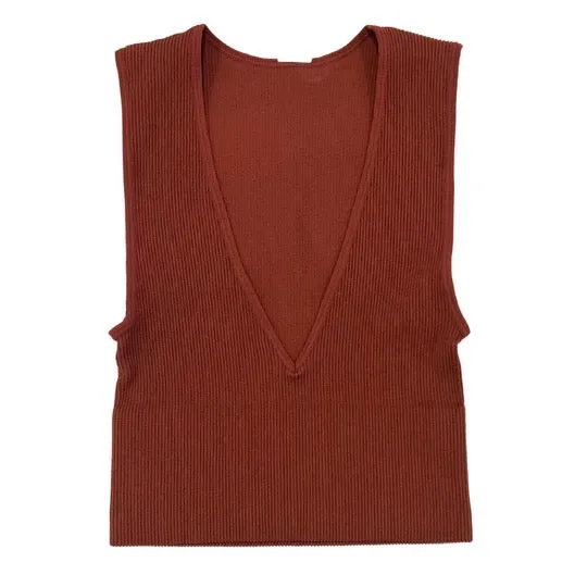 Dynamic Ribbed V-Neck Top 322