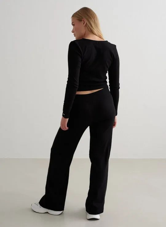 Ease Ribbed Wide Pants | Black