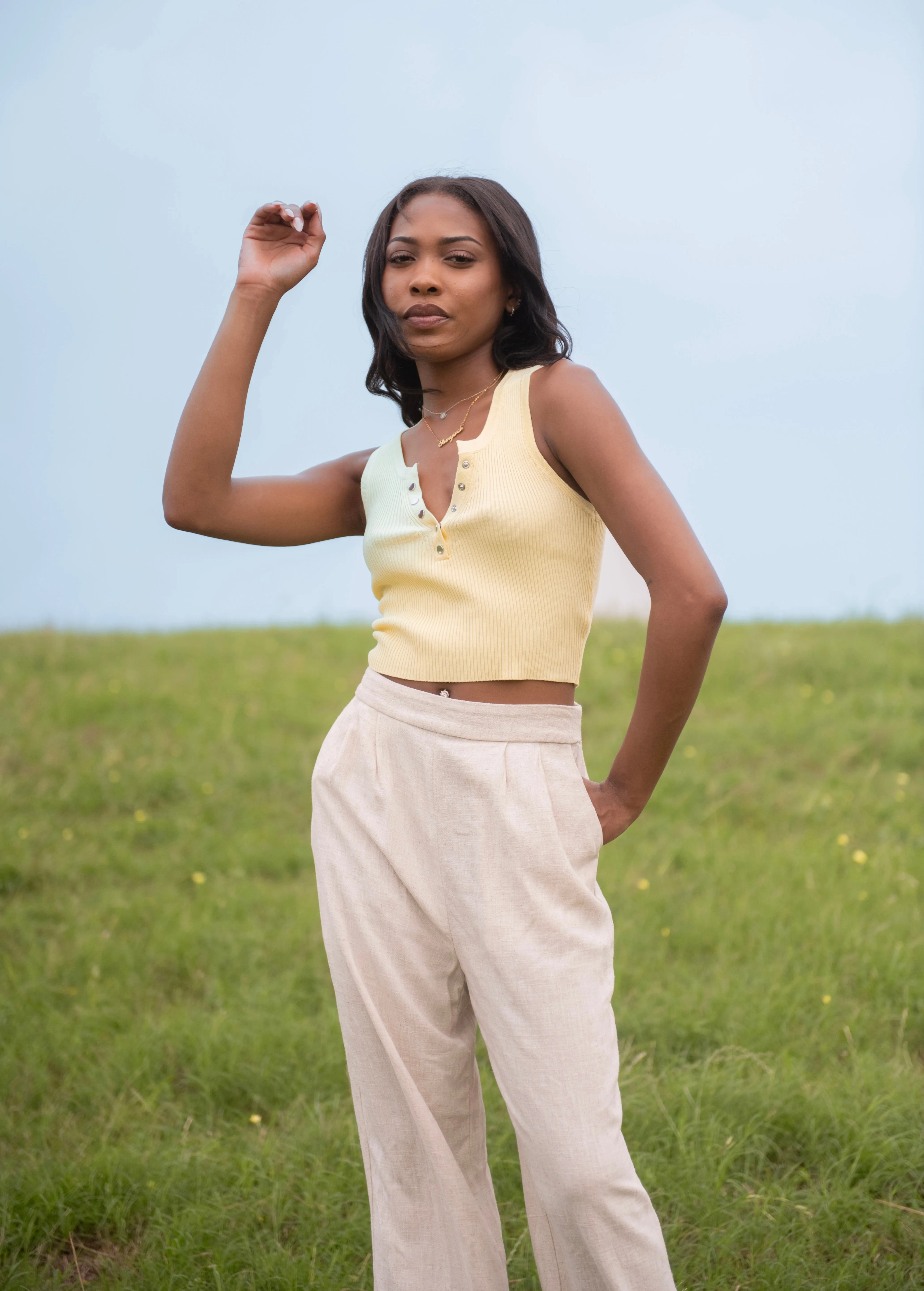 Emilia Ribbed Tank (Yellow)