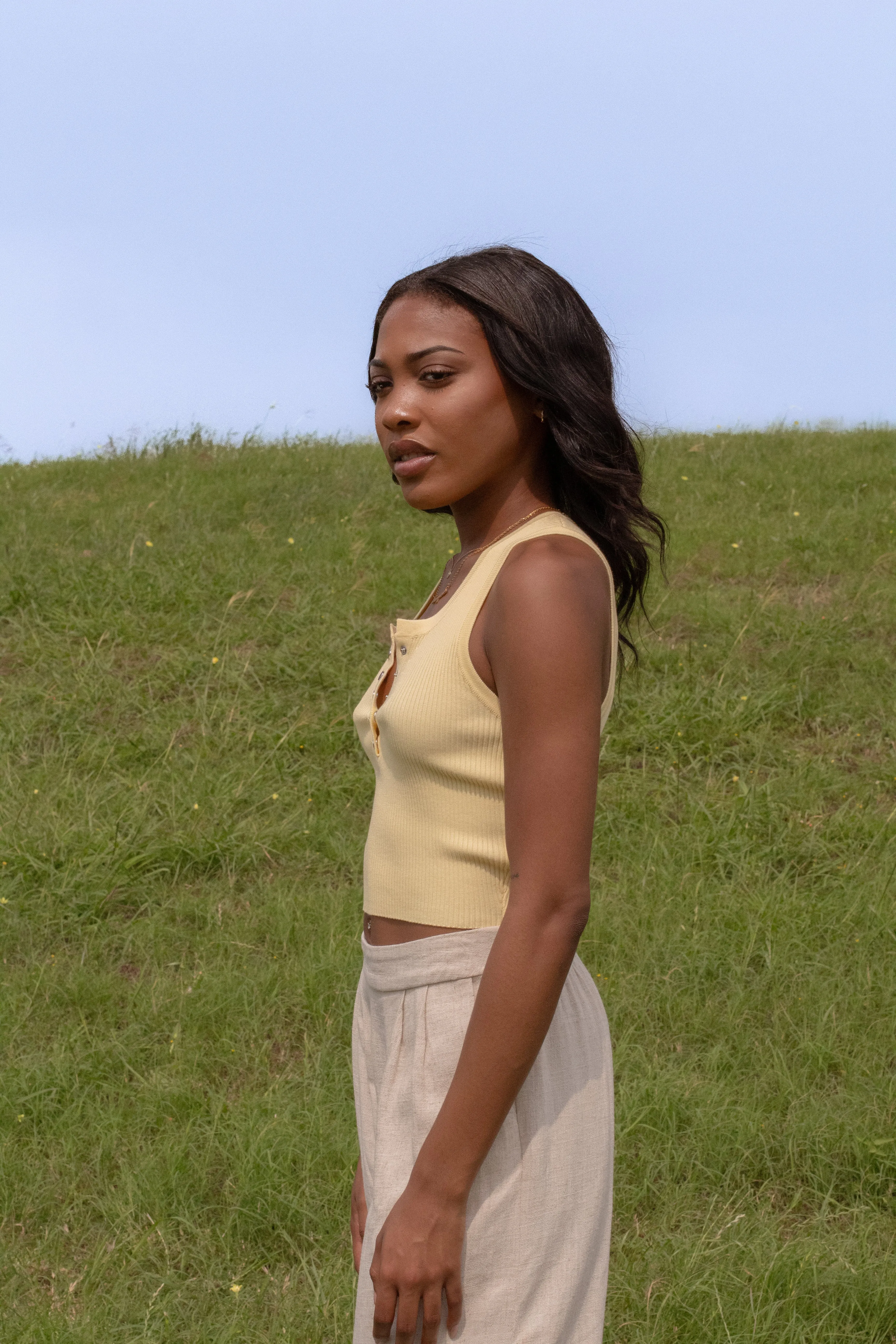 Emilia Ribbed Tank (Yellow)