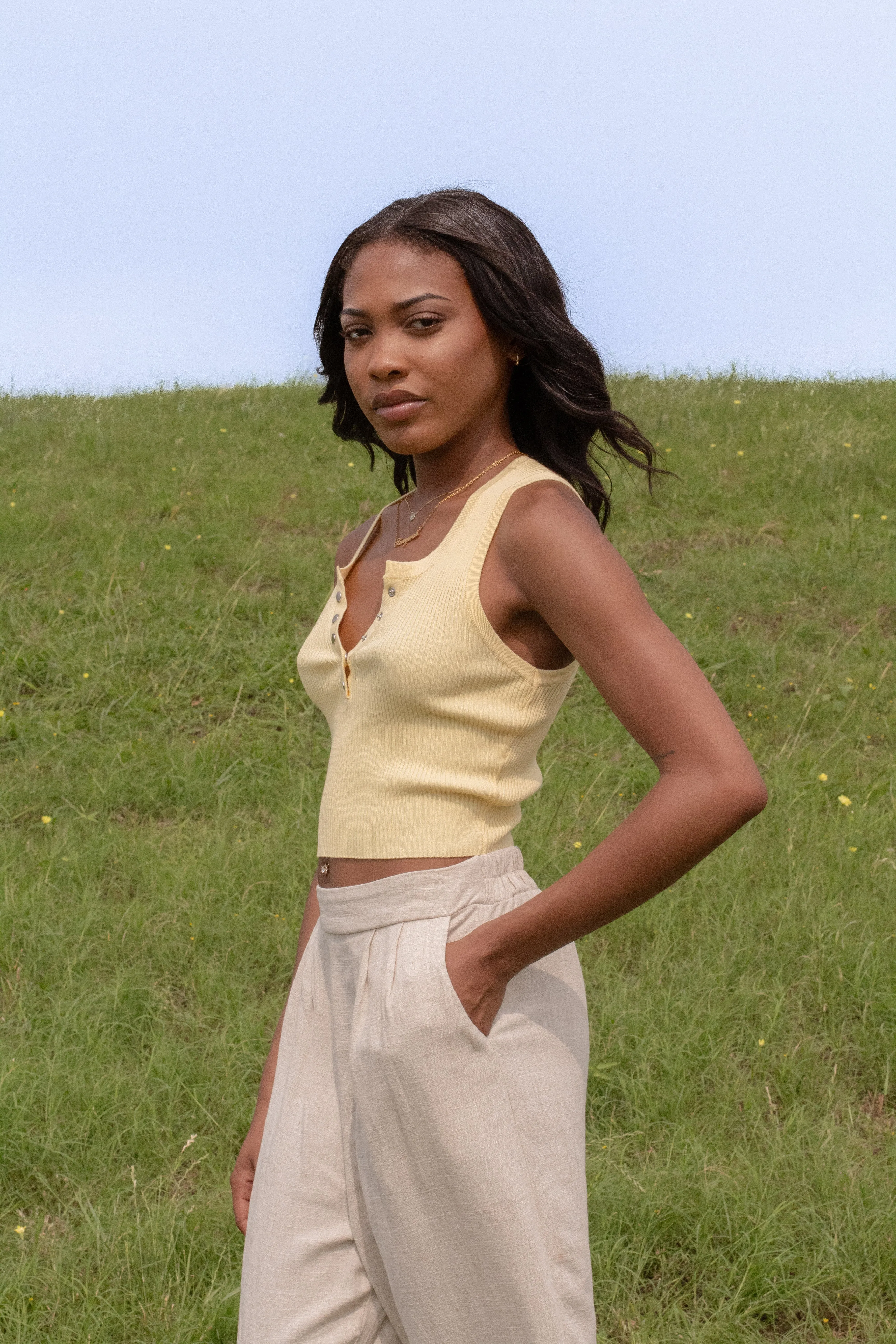 Emilia Ribbed Tank (Yellow)
