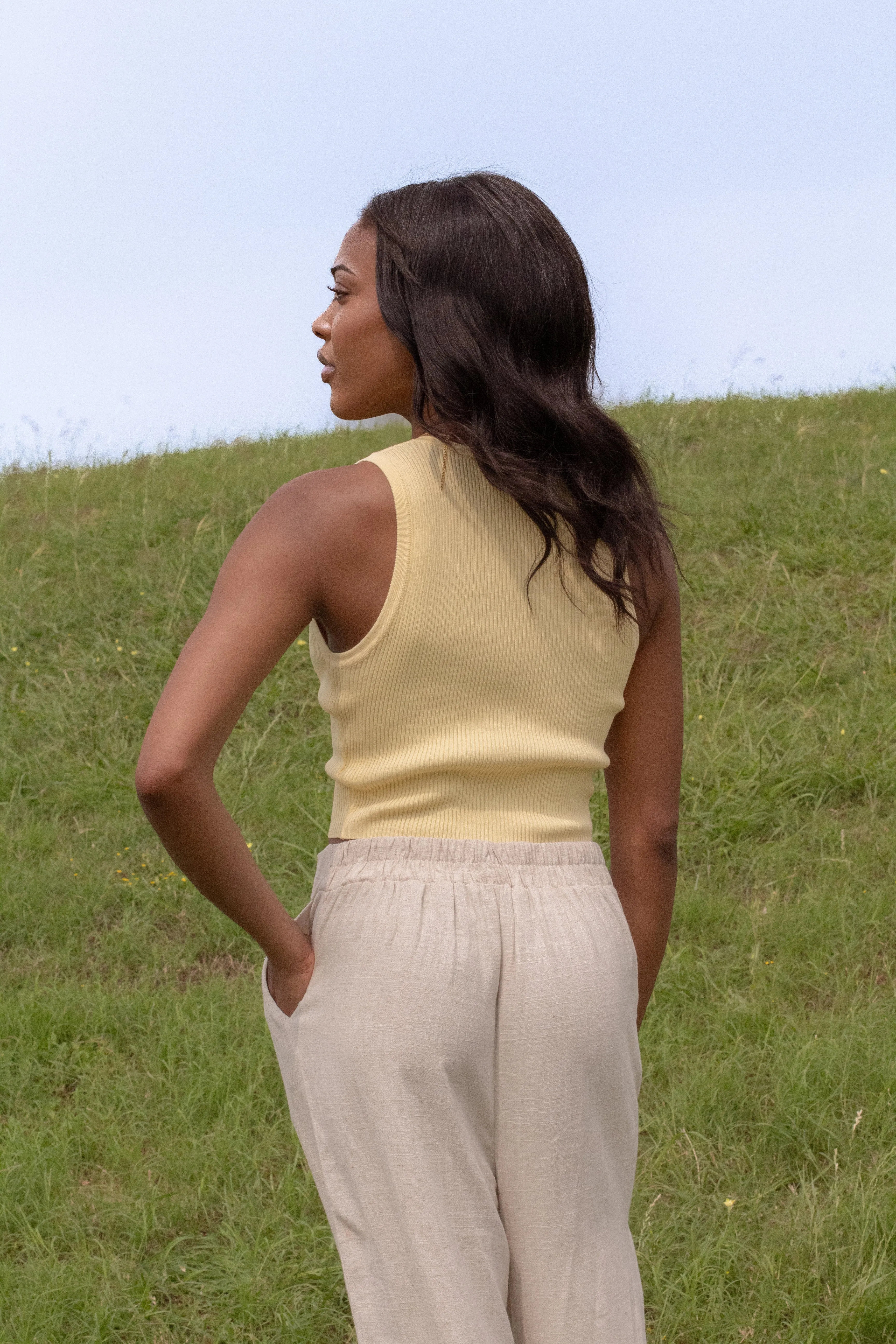 Emilia Ribbed Tank (Yellow)