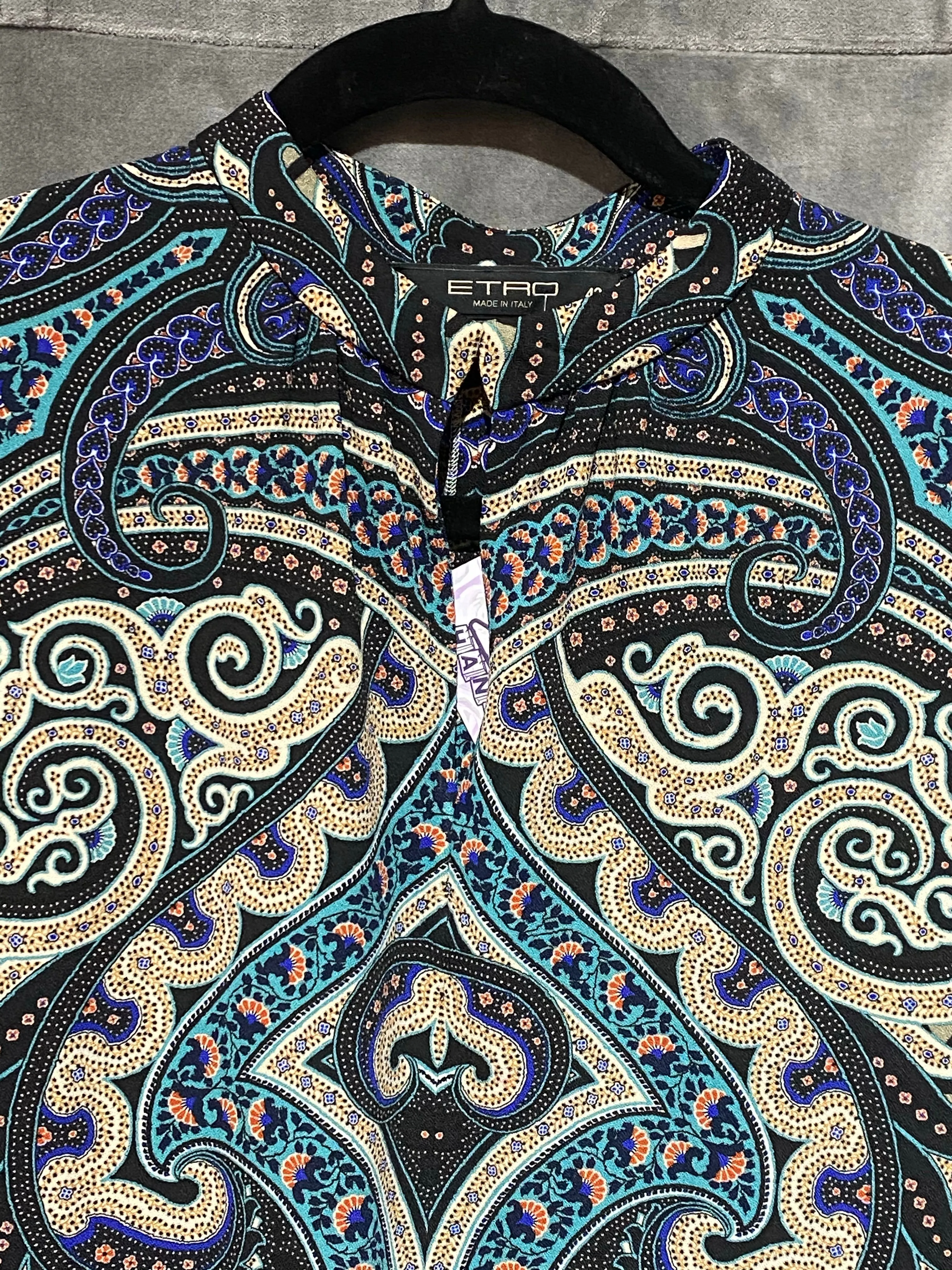 Etro Long Sleeve Keyhole Shift Dress with Pockets