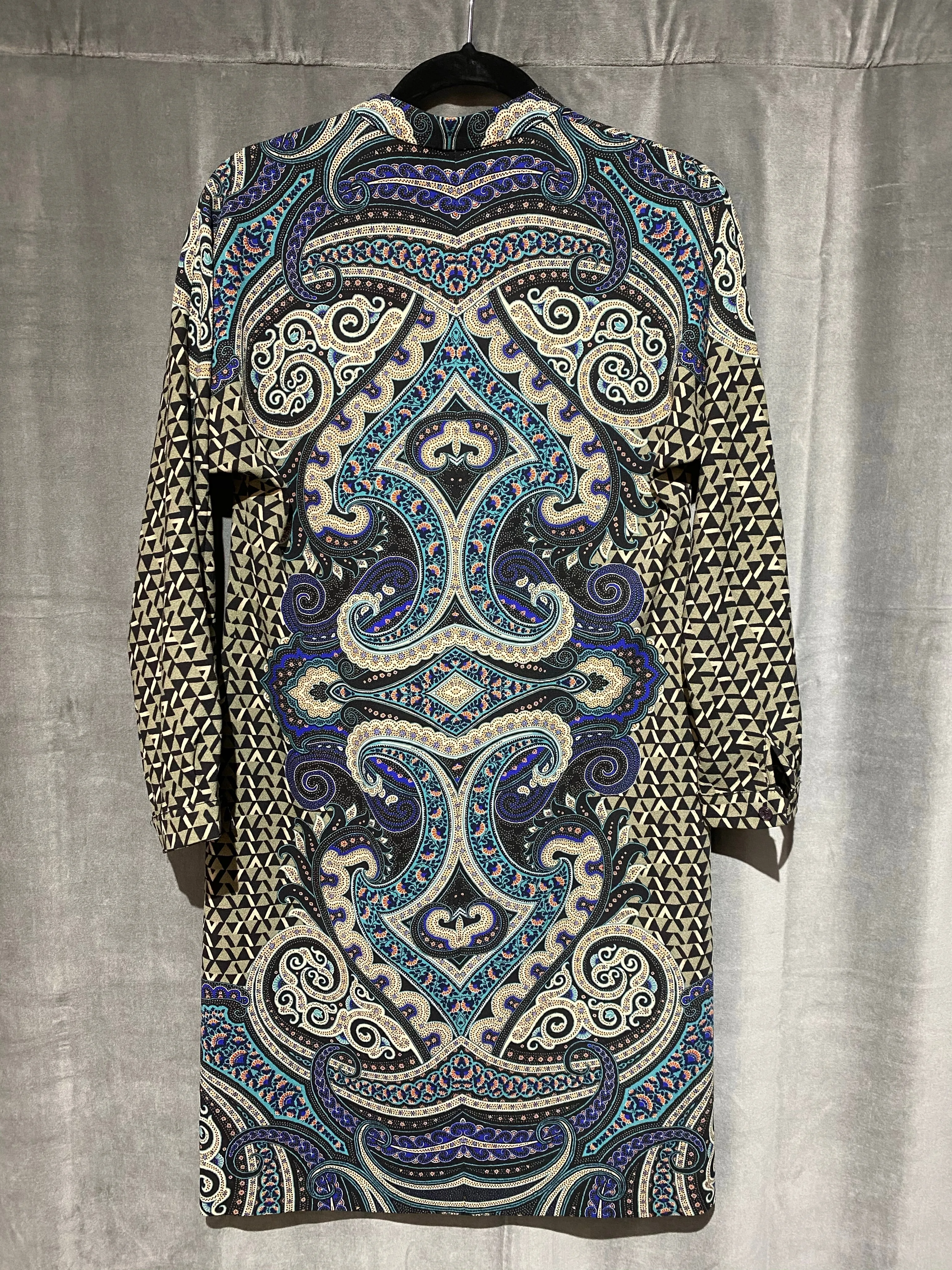 Etro Long Sleeve Keyhole Shift Dress with Pockets