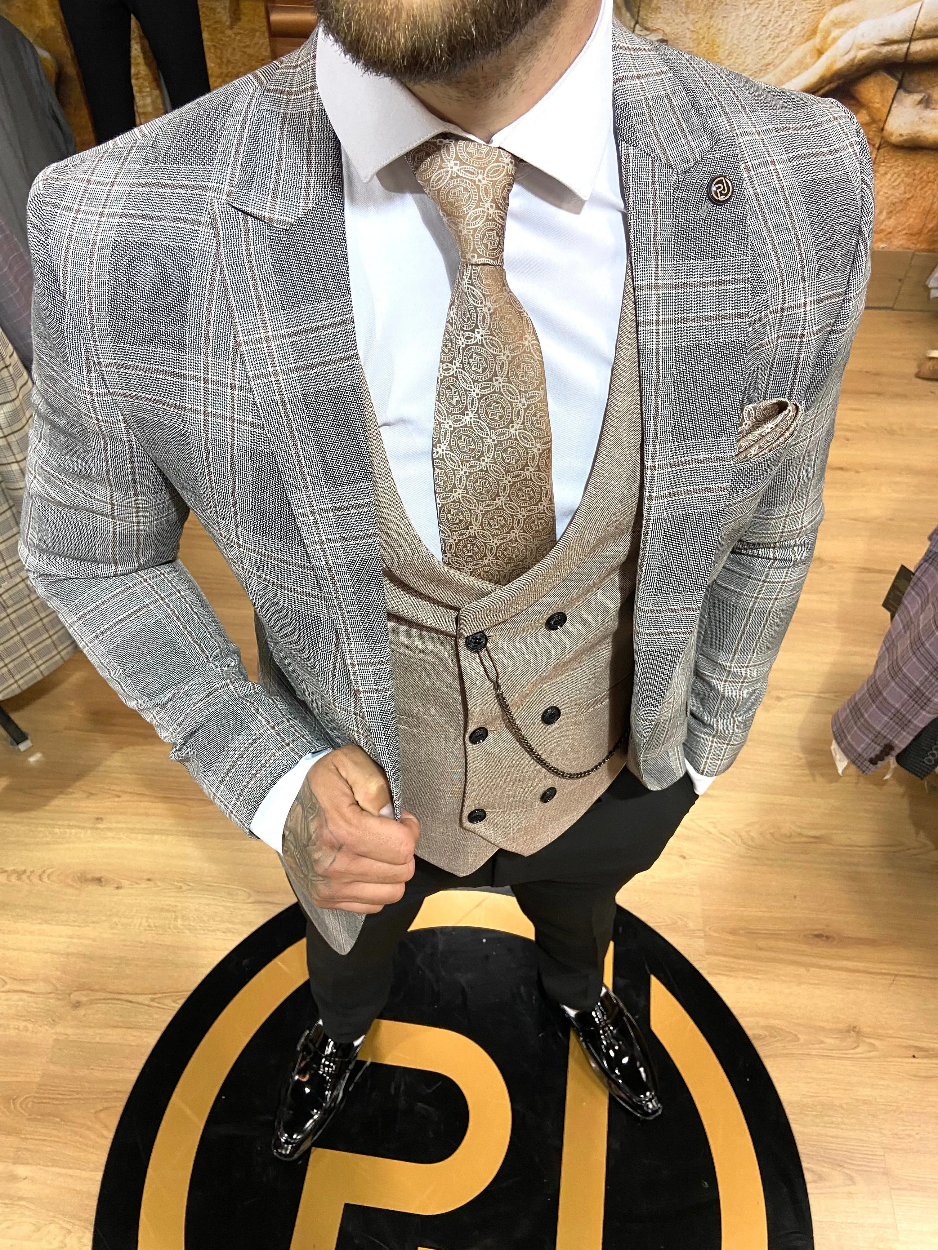 Finley - Grey/Brown 3 Piece Suit