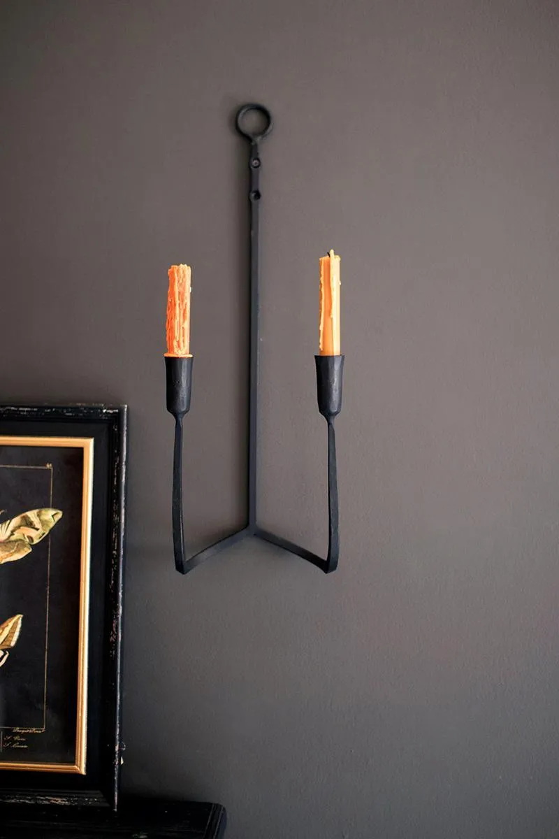 Forged Iron Double Taper Wall Sconce (Pack of 2)