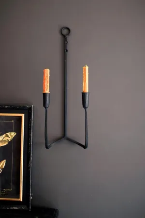 Forged Iron Double Taper Wall Sconce (Pack of 2)