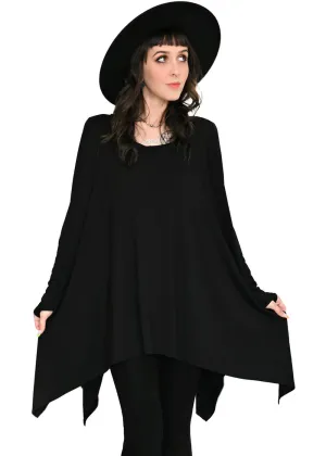 Foxblood Long Flowing Thumbholes Top Black