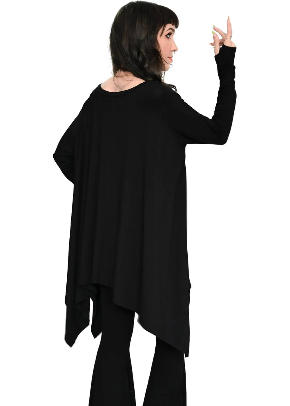 Foxblood Long Flowing Thumbholes Top Black