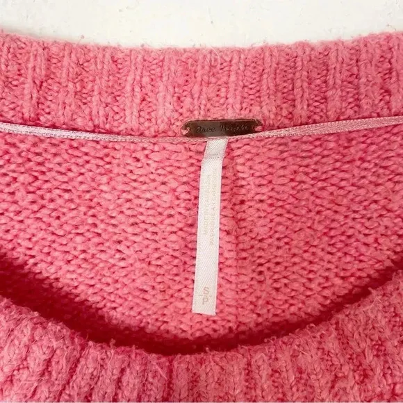 Free People Brookside Pink Oversized Dropped-Shoulder Sweater Size S (fits L)