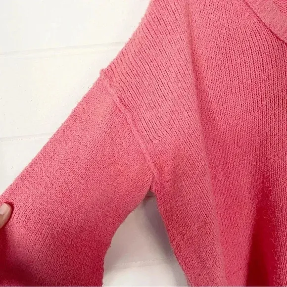 Free People Brookside Pink Oversized Dropped-Shoulder Sweater Size S (fits L)