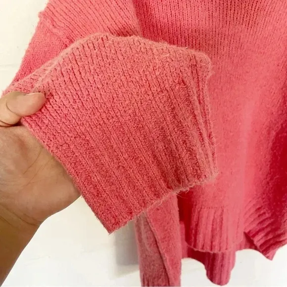 Free People Brookside Pink Oversized Dropped-Shoulder Sweater Size S (fits L)