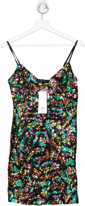 French Connection Multicoloured Evia Sequin Bodycon Dress UK 8
