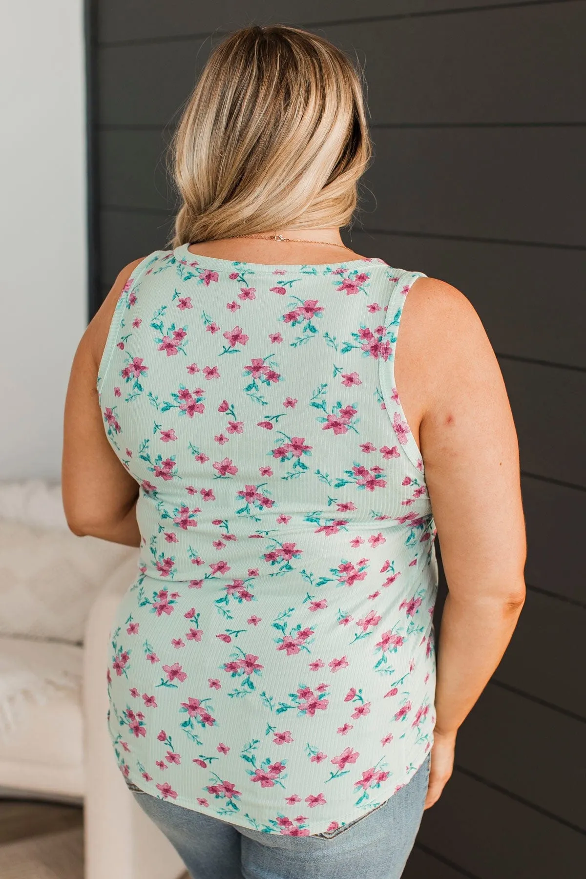 Friends For Life Floral Tank Top- Light Mint & Magenta