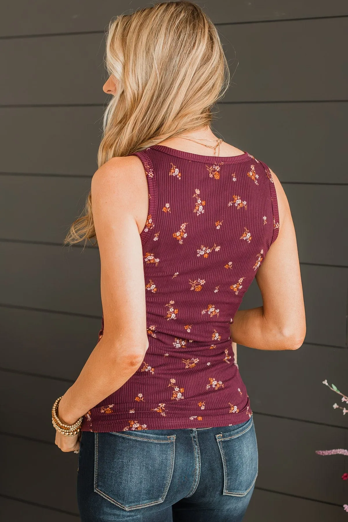 Friends For Life Floral Tank Top- Plum