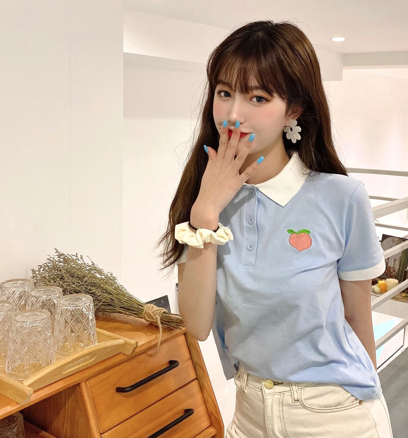 Fruit embroidery T-shirt KF81447