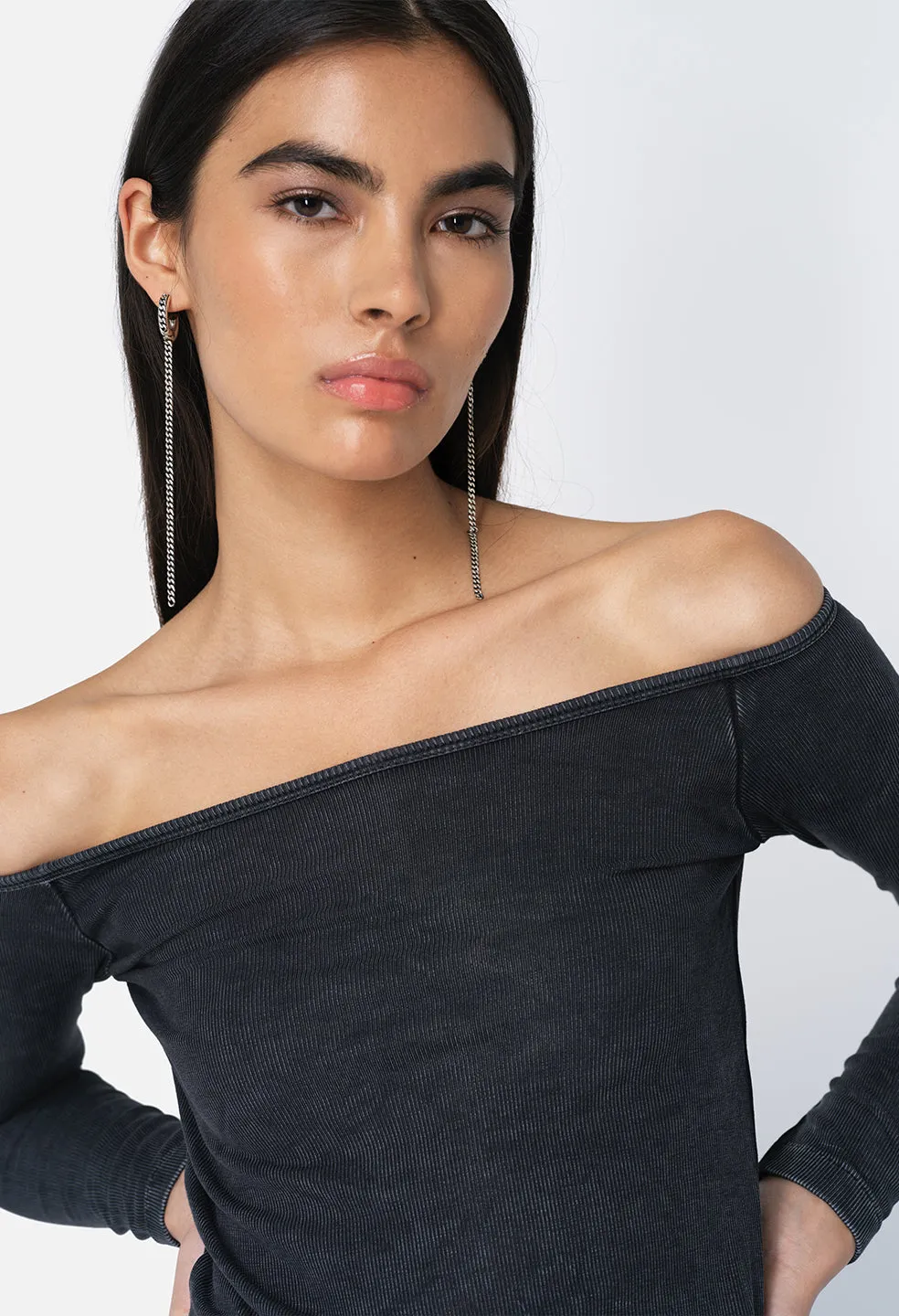 Gemini Rib Long Sleeve / Mineral Wash Black