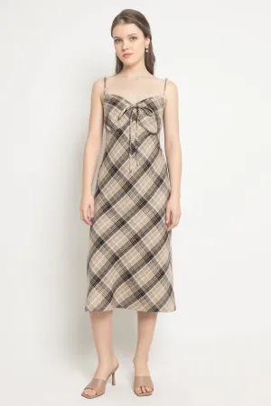 Gia Midi Dress in Brown