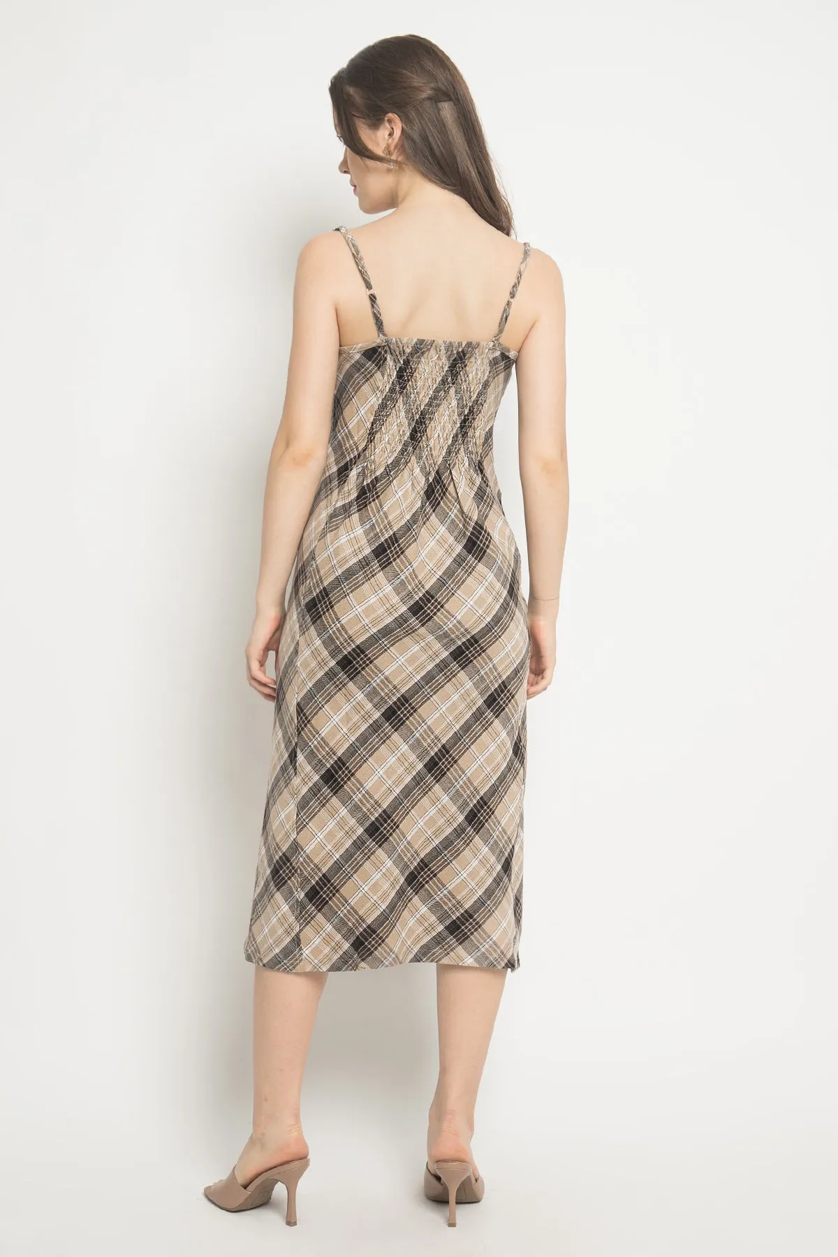 Gia Midi Dress in Brown