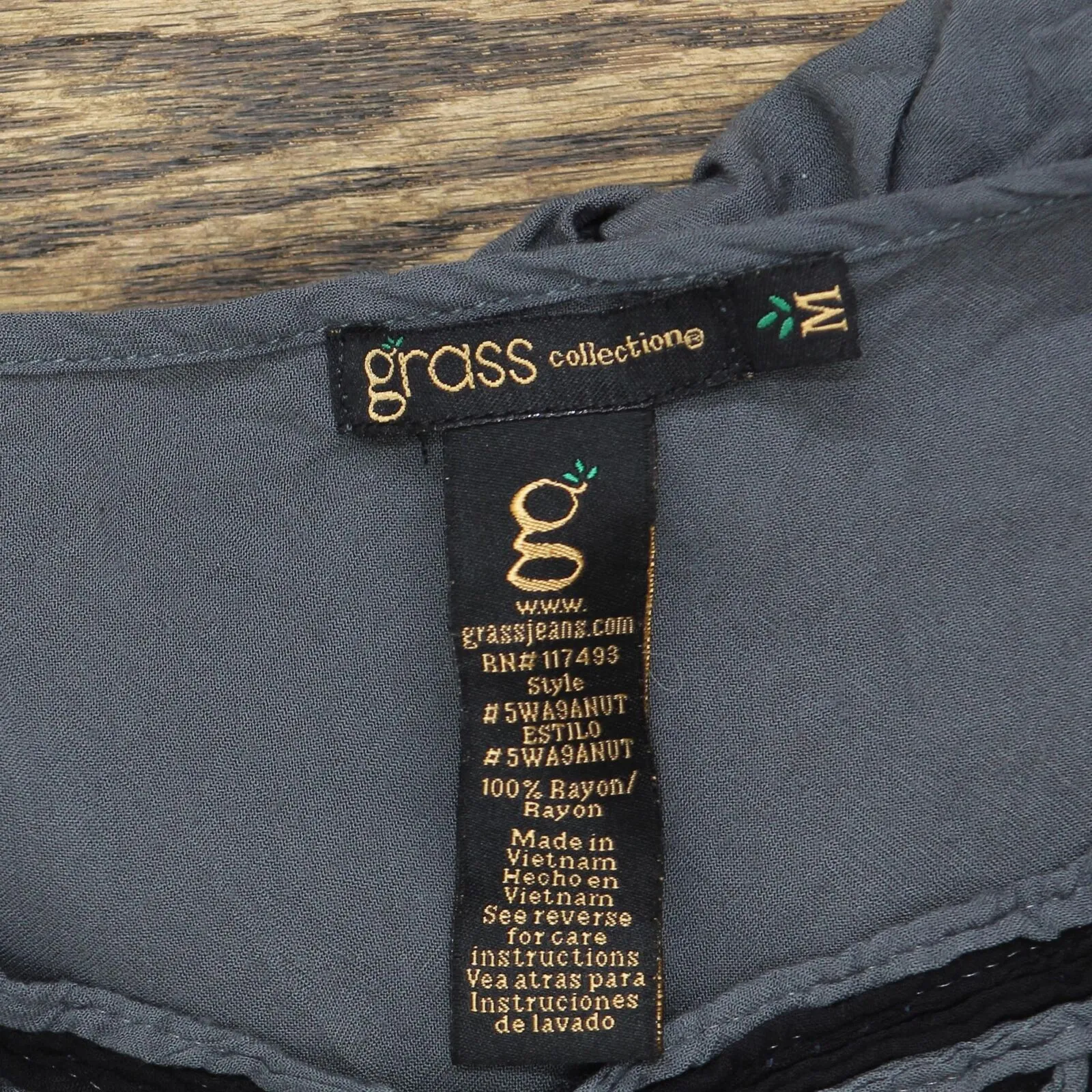Grass Collection Womens Batwing Mesh Front Trim Blouse Shirt Gray / Black M