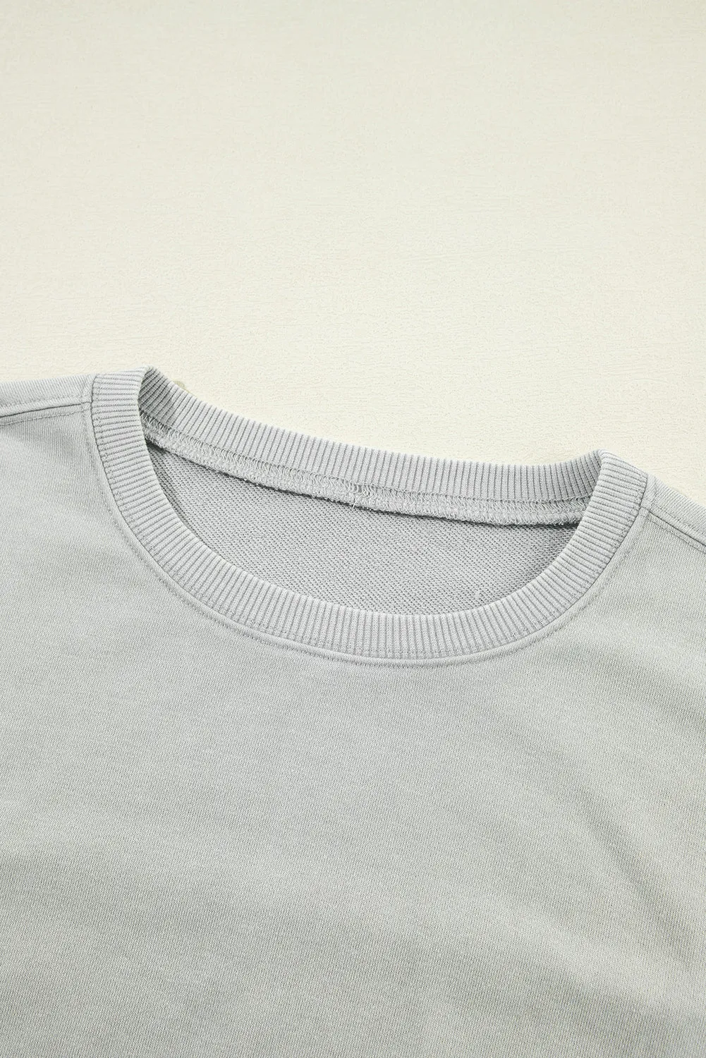 Gray Exposed Seam Batwing Sleeve Drop Shoulder Sweatshirt
