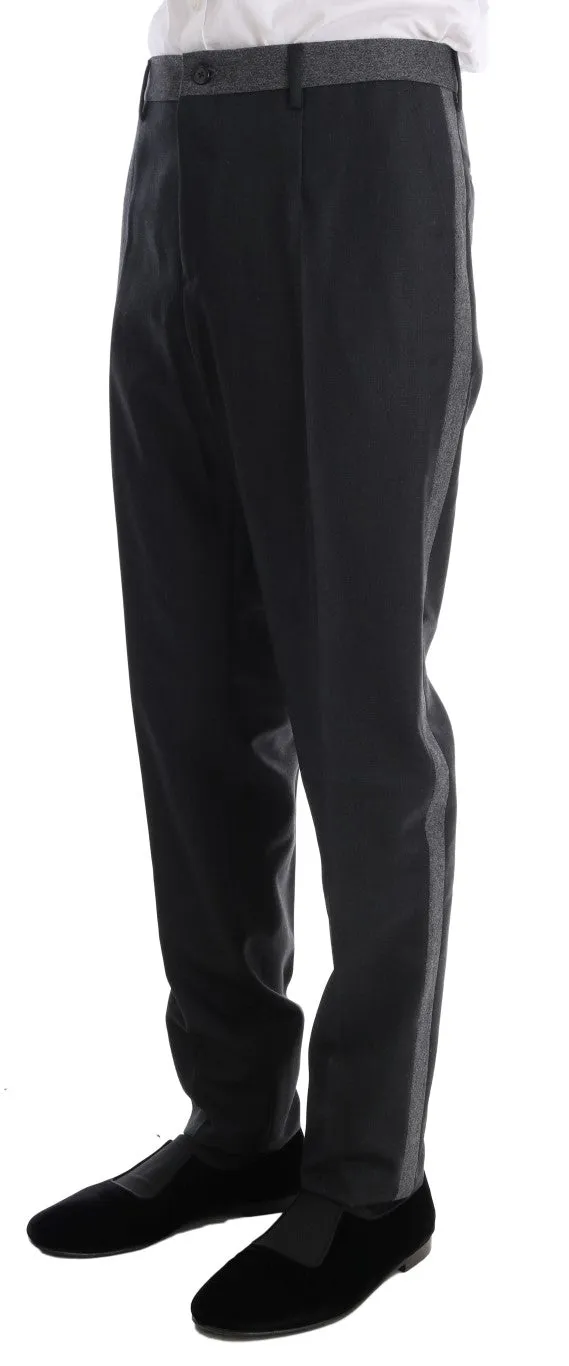 Gray Wool Double Breasted 3 Piece Suit