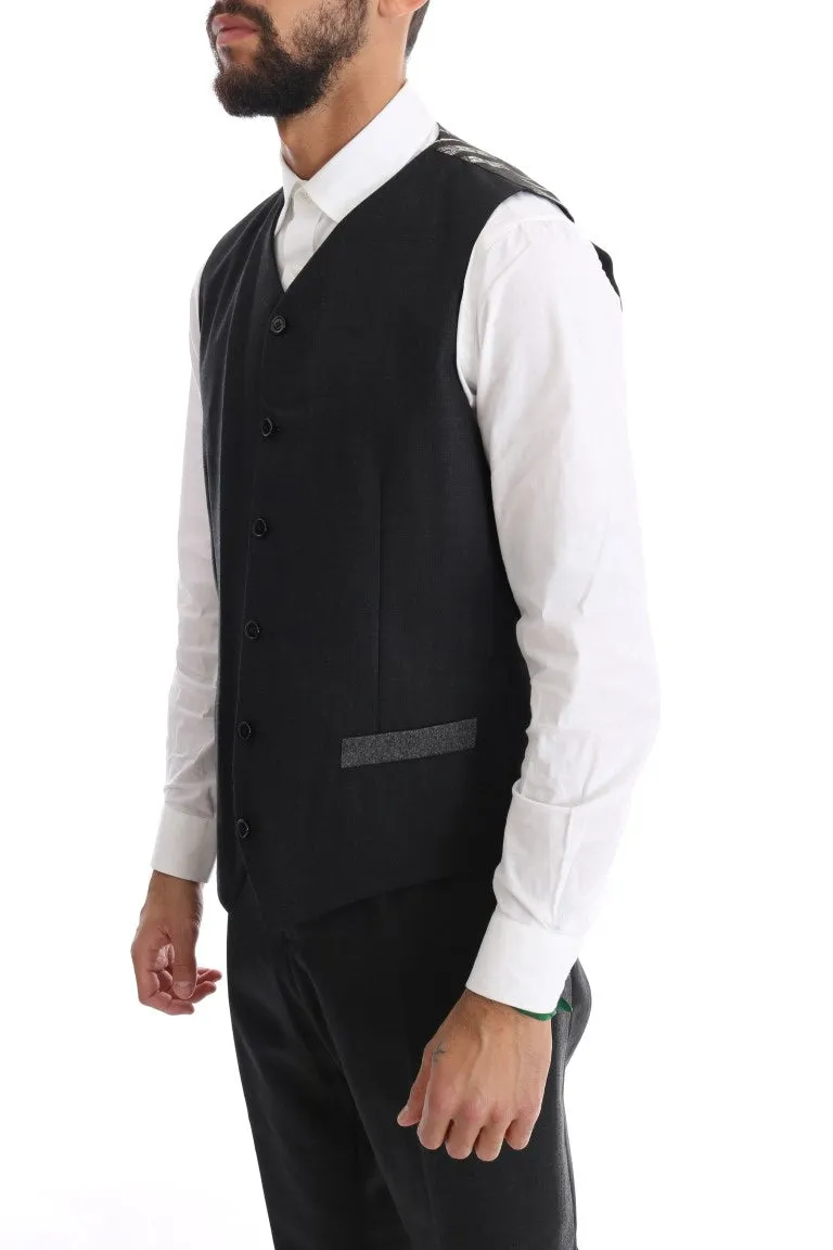 Gray Wool Double Breasted 3 Piece Suit