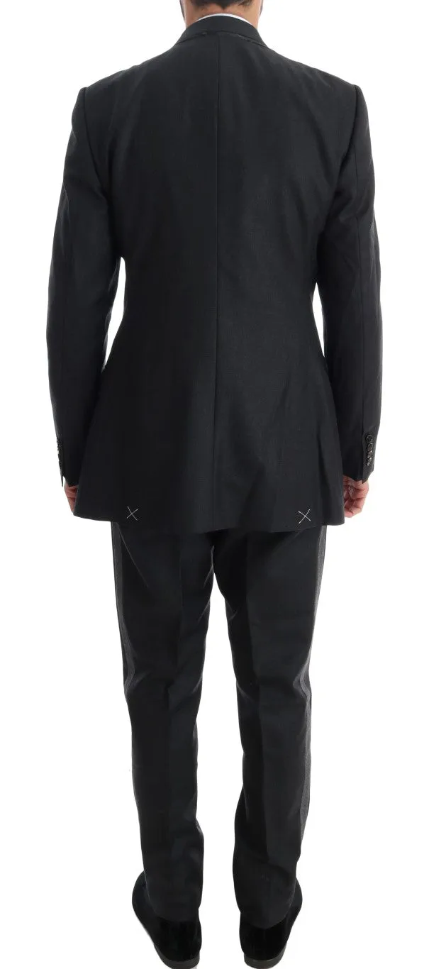 Gray Wool Double Breasted 3 Piece Suit
