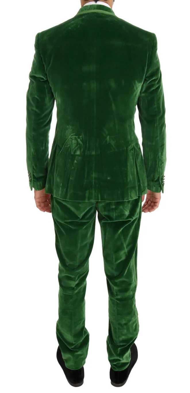 Green Velvet Slim Fit Double Breasted Suit